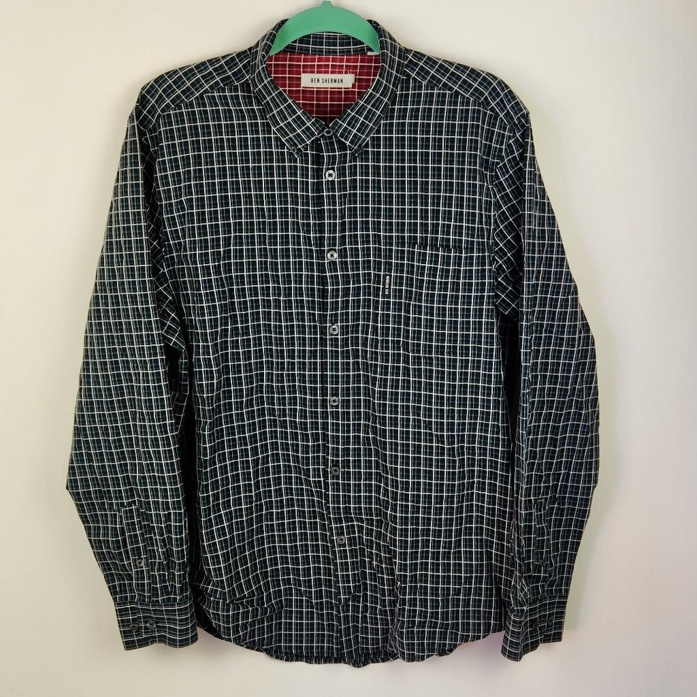 Ben Sherman Men's Check Plaid Long Sleeve Button Down Shirt XXL